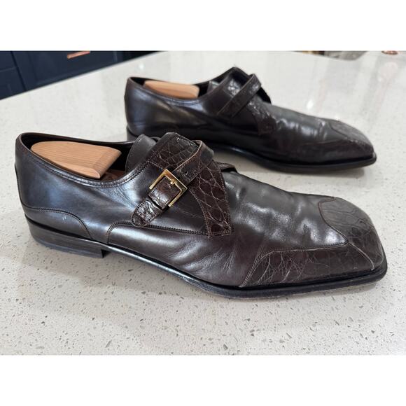 Paolo De Marco Crocodile Dark Brown Dress Shoes Single Strap Men’s Size 16 M main image 7